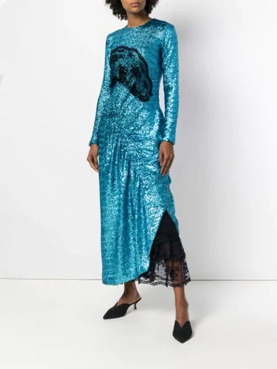 Shop Preen By Thornton Bregazzi Dinah Sequin Draped Dress In Blue