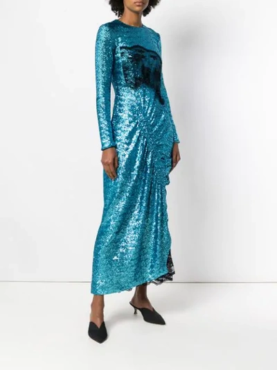 Shop Preen By Thornton Bregazzi Dinah Sequin Draped Dress In Blue