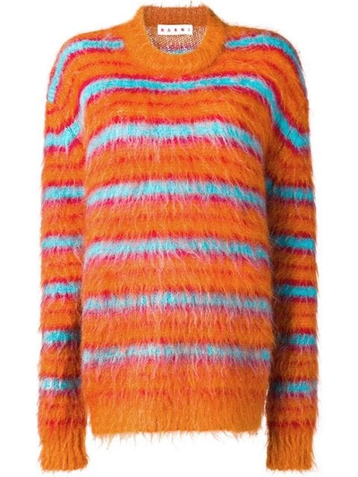 Shop Marni Knitted Jumper In Orange