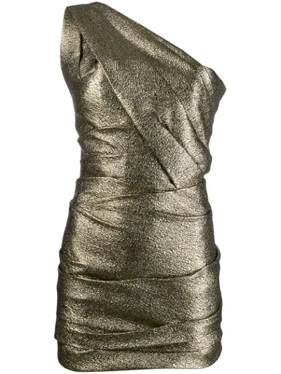 Shop Dsquared2 One-shoulder Mini Cocktail Dress In Gold