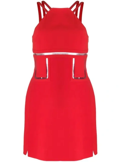 Pre-owned Versace Silk Clear-detailed Mini Dress In Red
