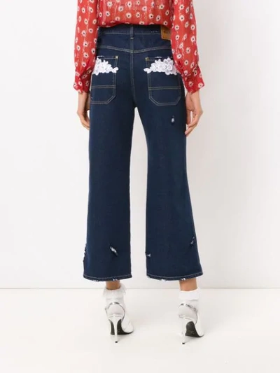 Shop Miu Miu Cropped Wide Leg Jeans In Blue