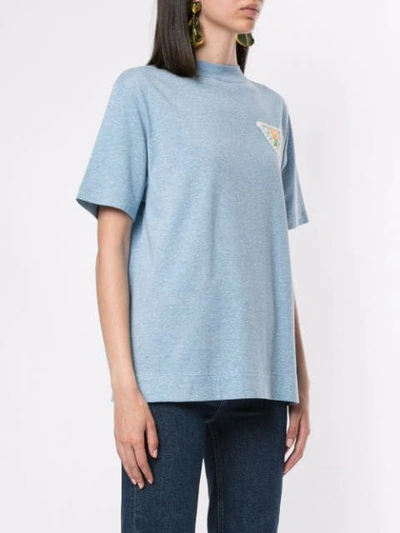 Shop Tu Es Mon Tresor Embroidered Rose Patch T-shirt In Blue
