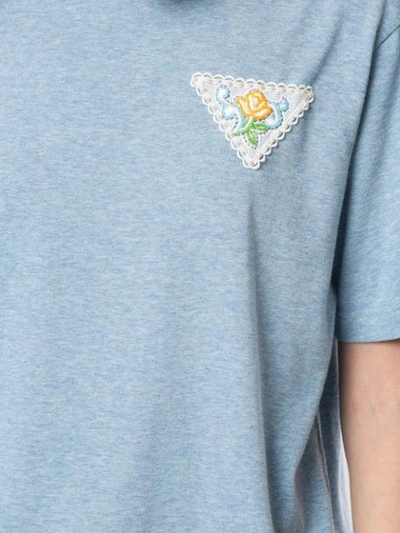 Shop Tu Es Mon Tresor Embroidered Rose Patch T-shirt In Blue