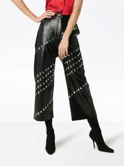 Shop Materiel Studded Wide Leg Faux Leather Trousers In Black