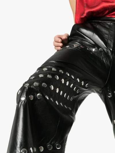 Shop Materiel Studded Wide Leg Faux Leather Trousers In Black