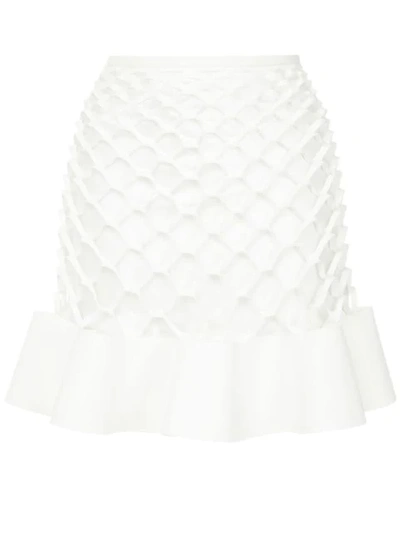 Shop Dion Lee Honeycomb Ruffle Mini Skirt In White