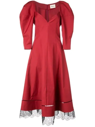 Shop Khaite Lace Hem Midi Dress In Red