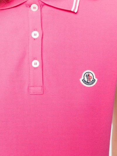 Shop Moncler Stripe Trim Polo Shirt In Pink