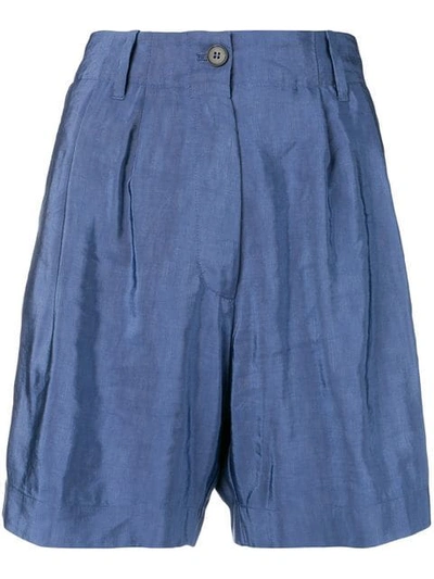 Shop Forte Forte Pleated Shorts In Blue