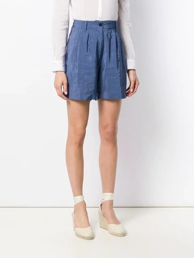 Shop Forte Forte Pleated Shorts In Blue