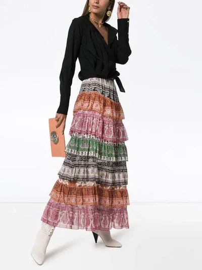 Shop Zimmermann Amari Printed Maxi Skirt In Spliced