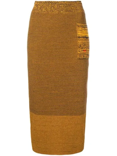 Shop Victoria Beckham Fitted Knit Skirt In Yellow