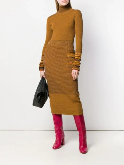 Shop Victoria Beckham Fitted Knit Skirt In Yellow