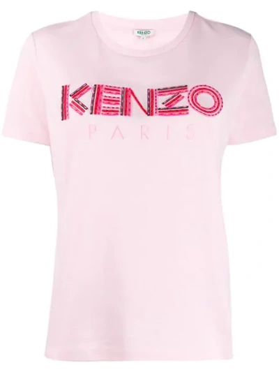 Shop Kenzo Embroidered Logo T-shirt In 33 Pastel Pink