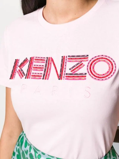 Shop Kenzo Embroidered Logo T-shirt In 33 Pastel Pink