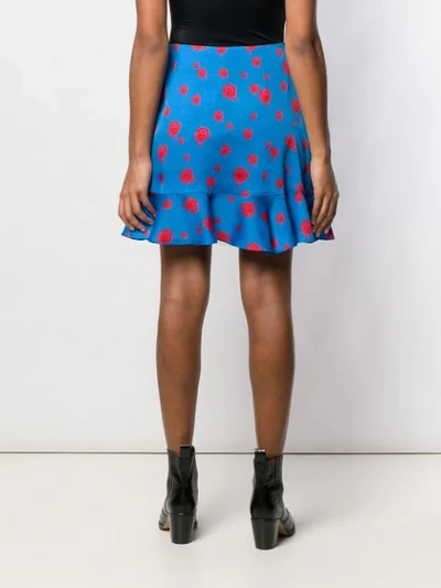 Shop Kenzo Floral Print Draped Skirt In Blue