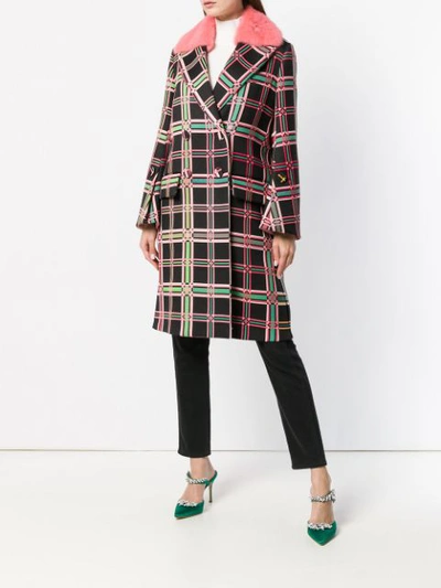 Shop Fendi Knit Check Coat - Black