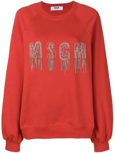 Shop Msgm Chain Logo Sweatshirt - Red