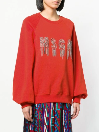 Shop Msgm Chain Logo Sweatshirt - Red