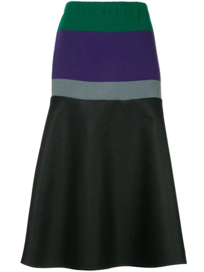 Shop Kolor Striped High-rise Skirt - Black