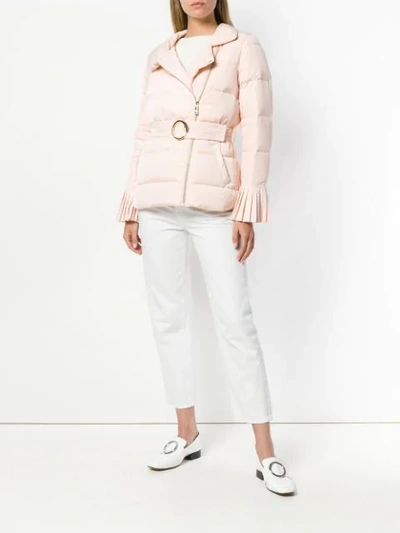 Shop Cavalli Class Belted Puffer Jacket In Pink