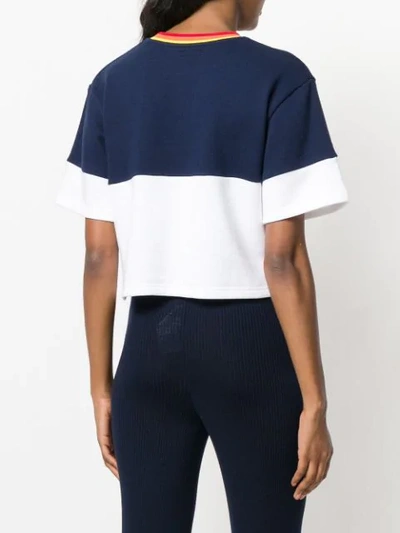 Shop Perfect Moment Cropped Colour-block Top In Blue
