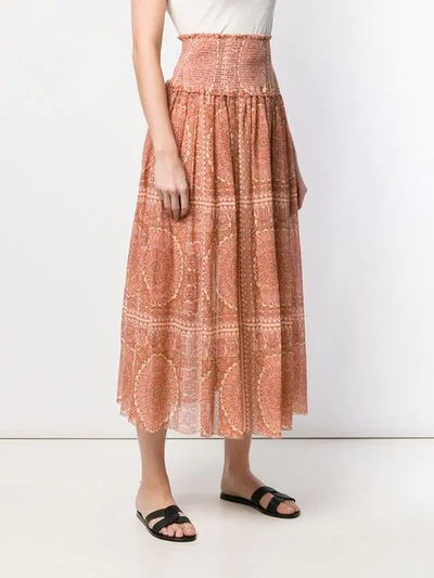 Shop Zimmermann Paisley High Rise Skirt In Neutrals