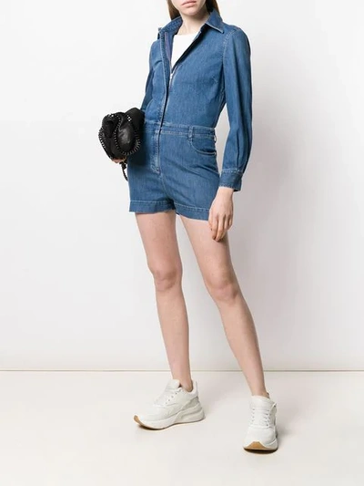 Shop Stella Mccartney Slim-fit Denim Playsuit In Blue