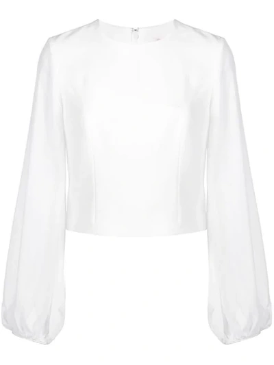 Shop Cinq À Sept Bishop Sleeve Blouse In White