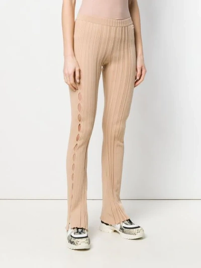 Shop Courrèges Ribbed Trousers In Neutrals