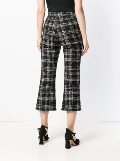 Shop Elisabetta Franchi Checked Print Cropped Trousers In Black