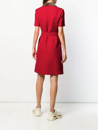 GUCCI DOUBLE G BELTED DRESS - 红色