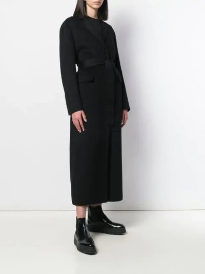 Shop Prada Button Front Coat In Black