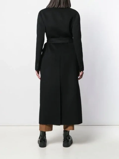 Shop Prada Button Front Coat In Black