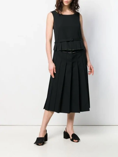 Shop Comme Des Garçons Pleated Midi Dress In Black