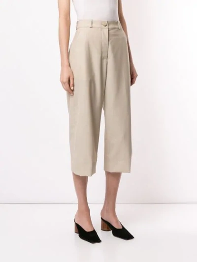 Shop Nehera Cropped Flared Trousers In Neutrals