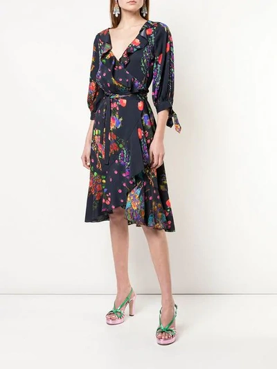 Shop Cynthia Rowley Forest Print Wrap Dress In Blue