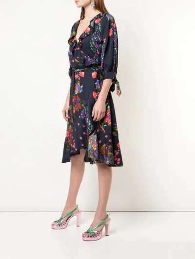 Shop Cynthia Rowley Forest Print Wrap Dress In Blue