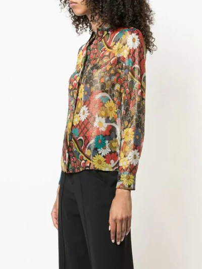 Shop Alice And Olivia Floral Print Shirt In Melodymulti