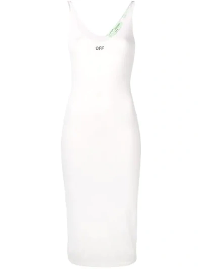 OFF-WHITE LOGO JERSEY DRESS - 白色