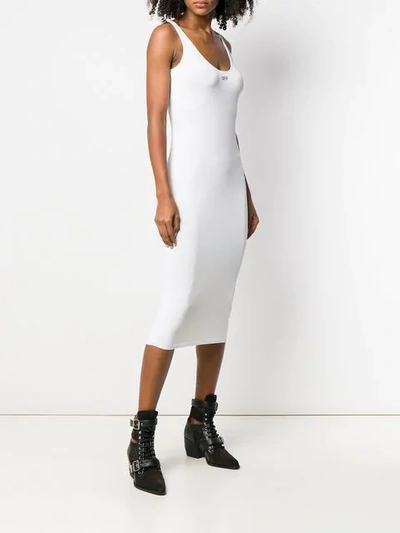 OFF-WHITE LOGO JERSEY DRESS - 白色
