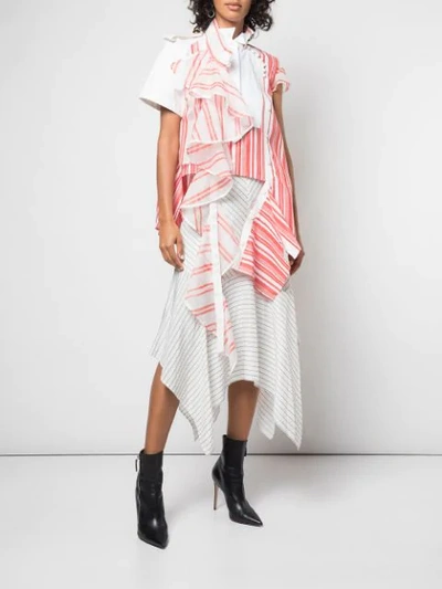 SACAI DECONSTRUCTED STRIPED DRESS - 红色