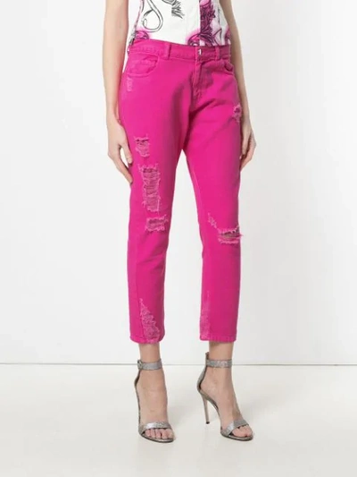 Shop Marco Bologna Cropped Distressed Jeans In Pink