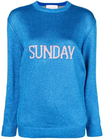 Shop Alberta Ferretti Sunday Intarsia Knit Sweater In Blue