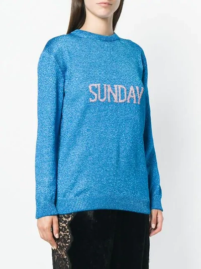 Shop Alberta Ferretti Sunday Intarsia Knit Sweater In Blue