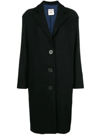 Shop Semicouture Buttoned Loose Coat - Black