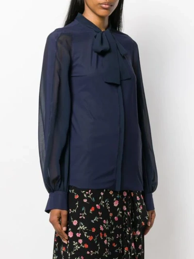 Shop Dorothee Schumacher Pussy Bow Blouse In 899 Dark Navy