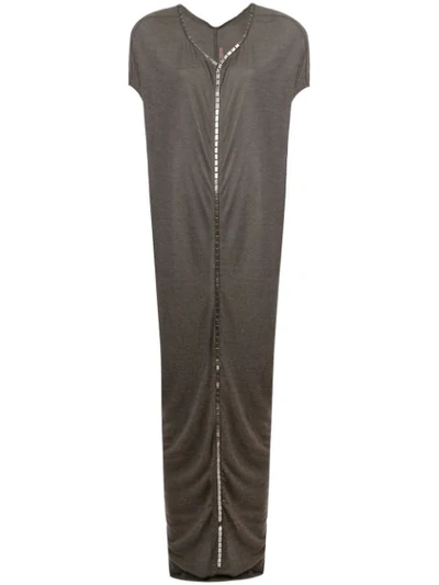 Shop Rick Owens Chain Trim Maxi Dress In Grey