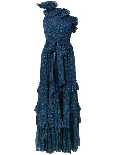 Shop Ulla Johnson One Shoulder Long Dress In Blue